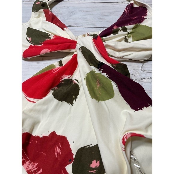 Kate Spade New York IVORY Floral-Print Twist-Front One-Piece Swimsuit - Picture 7 of 8